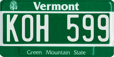 VT license plate KOH599