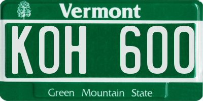 VT license plate KOH600