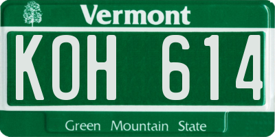 VT license plate KOH614