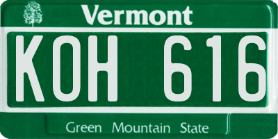 VT license plate KOH616