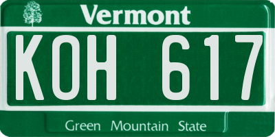 VT license plate KOH617