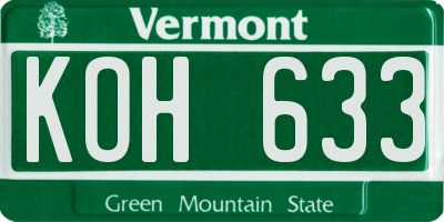 VT license plate KOH633