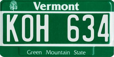 VT license plate KOH634