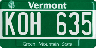 VT license plate KOH635