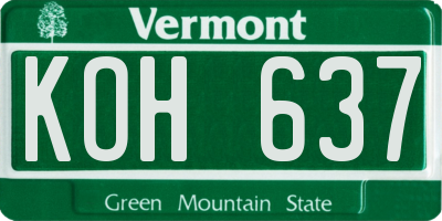 VT license plate KOH637