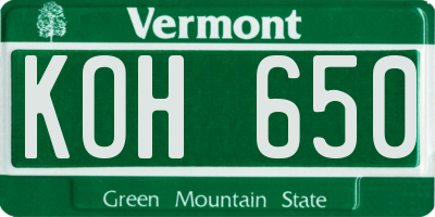 VT license plate KOH650