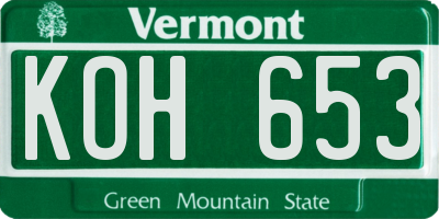 VT license plate KOH653