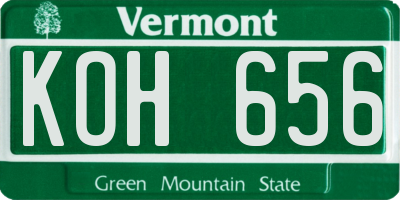 VT license plate KOH656