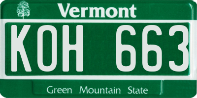 VT license plate KOH663