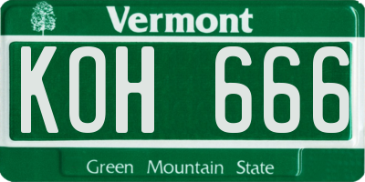 VT license plate KOH666