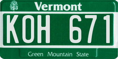 VT license plate KOH671