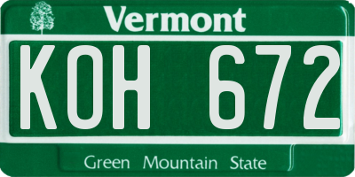 VT license plate KOH672