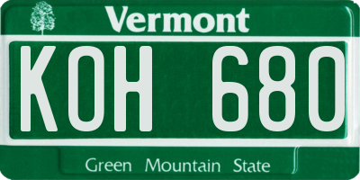 VT license plate KOH680