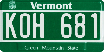 VT license plate KOH681