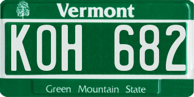 VT license plate KOH682