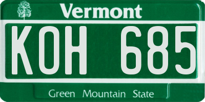 VT license plate KOH685