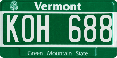 VT license plate KOH688