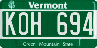 VT license plate KOH694