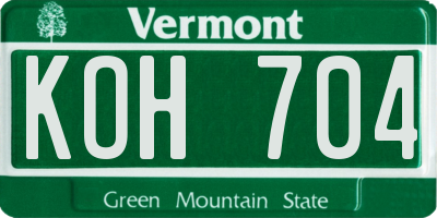 VT license plate KOH704