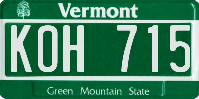 VT license plate KOH715