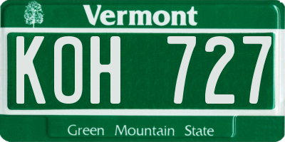 VT license plate KOH727