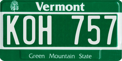 VT license plate KOH757