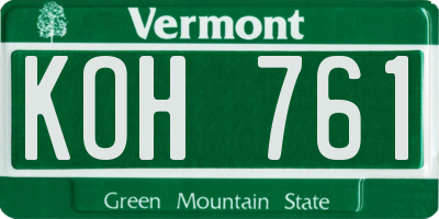 VT license plate KOH761