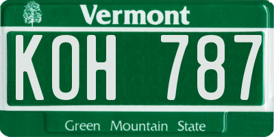 VT license plate KOH787