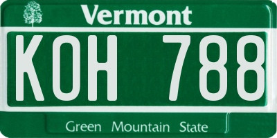VT license plate KOH788