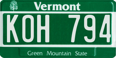 VT license plate KOH794