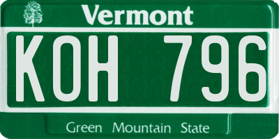VT license plate KOH796