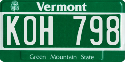 VT license plate KOH798