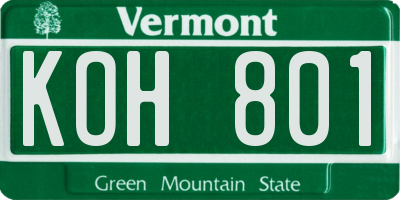 VT license plate KOH801