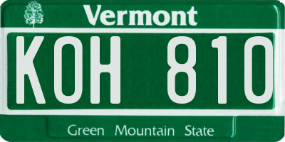 VT license plate KOH810