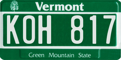 VT license plate KOH817