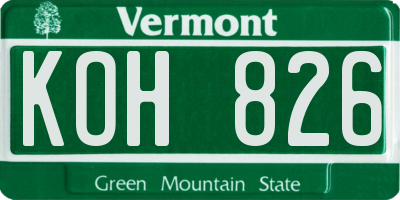 VT license plate KOH826