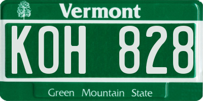 VT license plate KOH828