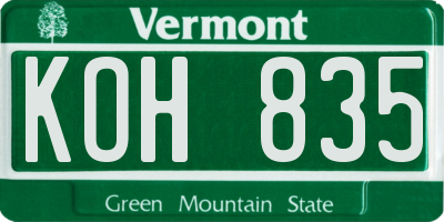 VT license plate KOH835