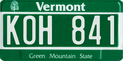 VT license plate KOH841