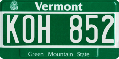 VT license plate KOH852