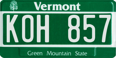 VT license plate KOH857
