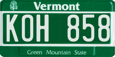 VT license plate KOH858