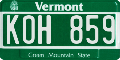 VT license plate KOH859