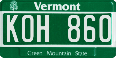 VT license plate KOH860