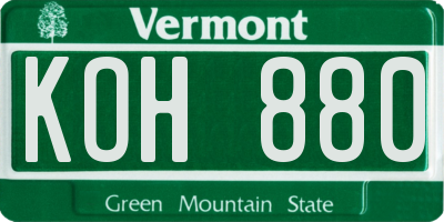 VT license plate KOH880