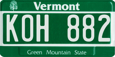 VT license plate KOH882