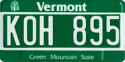 VT license plate KOH895