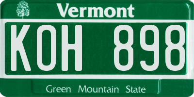 VT license plate KOH898