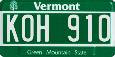 VT license plate KOH910