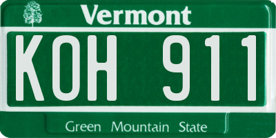 VT license plate KOH911